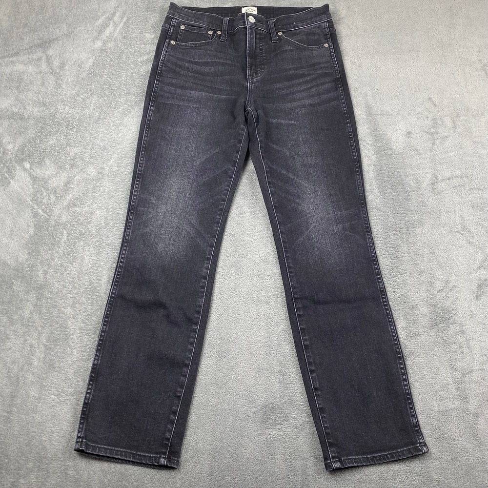 J.Crew Women 28x30 Vintage Straight Jeans Black 9 Inch Rise Re-Imagined Denim